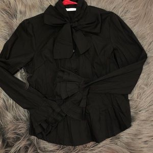 Black Cotton Bow Tie Shitt